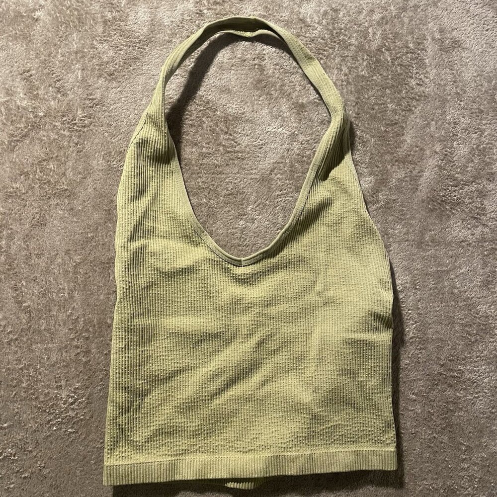 URBAN OUTFITTERS OUT FROM UNDER Shirt Womens Sz M Halter Top Cropped Sage Green